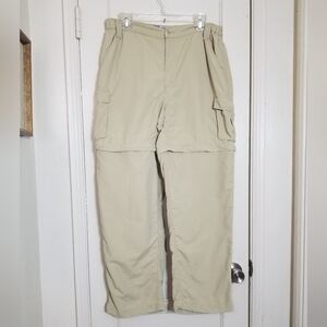 SPORTIF cream Tan Hiking Cargo Pants Removable Zipper Legs Elastic Sides